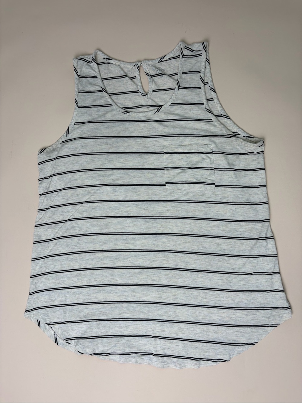 Market & Spruce Striped Pocket Tank Top Gray Black Size Large